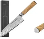 KLAMER Damastmesser Premium Santoku Messer Olive echter japanischer Stahl 18 cm