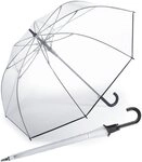 HAPPY RAIN Stockregenschirm Transparentschirm f&uuml;r Damen mit Auf-Automatik, XXL, mit