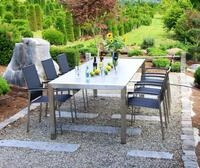 acamp Garten-Essgruppe Gartenm&ouml;bel Set 7-teilig Edelstahl, HPL Ausziehtisch, 6