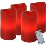 MARELIDA LED-Kerze LED Kerzenset Adventskerzen Echtwachs flackernd Timer Fernb. 4St