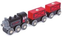 Hape Spielzeug-Eisenbahn Dampf-Frachtzug, Holzeisenbahn Dampflok Holzspielzeug