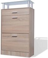 vidaXL Schuhschrank Schuhregal mit Schubfach & oberes Glasregal Holz Eichenoptik