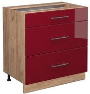 Vicco Unterschrank Fame-Line Bordeaux Hochglanz/Eiche 80cm, ohne Arbeitsplatte...