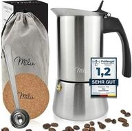 Milu Espressokocher, Edelstahl 2 Tassen, 100 ml, 6-tlg. Set, ohne Induktion