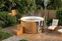 FinnTherm Whirlpool Badefass Holz Stockholm, Aufstellbecken, in Cremewei&szlig;