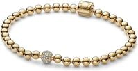 Pandora Edelstahlarmband Kugelarmband f&uuml;r Damen mit Zirkonia von PANDORA, vergoldet