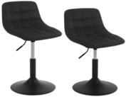 Woltu Barhocker (2 St), 360&deg; Schwenken Samt Sitz 38-49.5cm Hoch schwarz