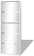 vidaXL Schuhschrank NA Schuhschrank mit 5 F&auml;chern Spiegel Wei&szlig; 63x17x169,5 cm