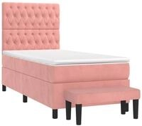 vidaXL Bett Boxspringbett mit Matratze Rosa 100x200 cm Samt