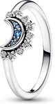 Pandora Fingerring Pandora Himmlisch Funkelnder Blauer Mondring 192675C01 Damenring