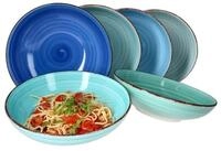 MamboCat Pastateller Blue 6er Set Spaghetti-Teller tief 800ml Sch&uuml;ssel