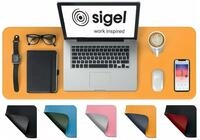 Sigel Schreibtischunterlage Schreibtischunterlage Lederimitat gelb/grau