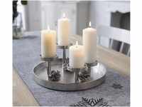 Dekoleidenschaft Kerzentablett Kerzenhalter "Tablett" aus Aluminium in Antik...
