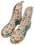 DOGO Long Boots Schn&uuml;rstiefel Cat Lovers Damen Stiefeletten, Longe Schn&uuml;rboots