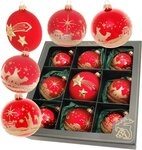Krebs Glas Lauscha Weihnachtsbaumkugel Bethlehem Xmas Night, 8 Kugeln, 1 Taler mit