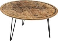 Stolkom Sp.z.o.o. Couchtisch Napcoa, mit Weltkarte Aufdruck, Tisch in Massivholz