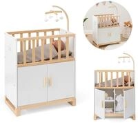 ELLA & PIET&reg; Puppenbett COZY mit Schrank und Mobile aus Holz (Wei&szlig;-Schlamm),