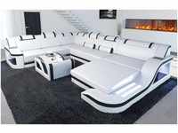 Sofa Dreams Wohnlandschaft Palermo XXL mit LED weiß/schwarz