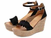 LASCANA Sandalette Sandale, Sommerschuh aus Leder mit Keilabsatz, schwarz