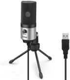 FIFINE Mikrofon USB Kondensator Mikrofon Streaming mit St&auml;nder PC Mac silberfarben
