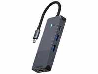 Rapoo UCM-2004 USB-C Multiport Adapter, 8in1, Grau USB-Adapter USB-C zu HDMI,
