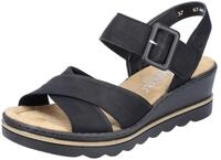 Keilsandalette RIEKER, Damen, Gr. 36, schwarz, Lederimitat, Schuhe Keilsandalette,