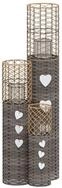 vidaXL Windlicht Kerzenhalter 3 Stk Grau Korbweide Windlicht Gartenfeuer