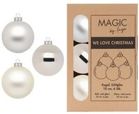 MAGIC by Inge Weihnachtsbaumkugel, Weihnachtskugeln Glas 10cm 6 St&uuml;ck - Cloud Dancer