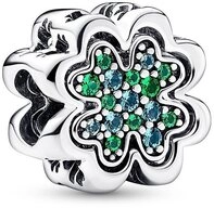 Pandora Charm-Einh&auml;nger 792752C01*, Kleeblatt, Teilbar, Gr&uuml;n, Blau, Gl&uuml;ck
