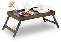 relaxdays Tabletttisch 2 x Betttablett Bambus dunkelbraun