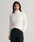 Rollkragenpullover GANT "STRETCH COTTON CABLE TURTLENECK", Damen, Gr. L, wei&szlig;
