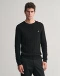 Strickpullover GANT "COTTON CABLE C-NECK", Herren, Gr. M, schwarz, Obermaterial: 100%