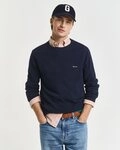 Gant Rundhalspullover COTTON PIQUE C-NECK mit Logostickerei auf der Brust