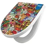 banjado WC-Sitz Premium D-Form mit Absenkautomatik Motiv Funky Town