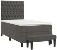 vidaXL Bett Boxspringbett mit Matratze Dunkelgrau 100x200 cm Samt