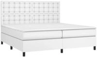 vidaXL Bett Boxspringbett mit Matratze Wei&szlig; 200x200 cm Kunstleder