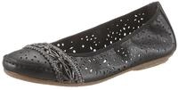 Rieker Ballerina Slipper, Flache Schuhe mit Rundum-Gummizug schwarz 36 EU