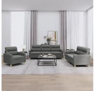 vidaXL Sofa vidaXL 3-tlg. Sofagarnitur mit Kissen Dunkelgrau Stoff
