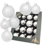 Krebs Glas Lauscha Weihnachtsbaumkugel Schneeflocke silberfarben (16 St),