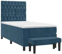 vidaXL Bett Boxspringbett mit Matratze Dunkelblau 100x200 cm Samt