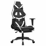 vidaXL Gaming-Stuhl, Gamer Stuhl mit Fu&szlig;st&uuml;tze Schwarz und Wei&szlig; Kunstleder