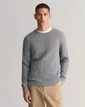 Gant Strickpullover COTTON CABLE C-NECK mit Wappen-Logostickerei auf der Brust