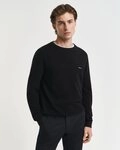 Gant Rundhalspullover COTTON PIQUE C-NECK mit Logostickerei auf der Brust