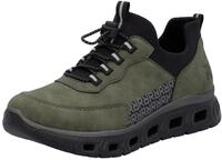 Slip-On Sneaker RIEKER SPORT, Damen, Gr. 36, gr&uuml;n (gr&uuml;n, schwarz), Lederimitat,