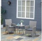 Outsunny Sitzgruppe mit Sitzkissen, (Sitzgarnitur, 3-tlg., Gartenm&ouml;bel Set), Grau 60
