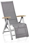 KETTLER Gartenstuhl CIRRUS Relaxsessel silber / anthrazit-grau mit Teak-Armlehne