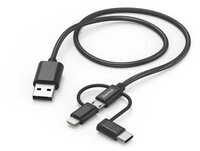 Hama 3in1 Multi-Ladekabel 1,5m mit USB-C, Micro-USB & Lightning, schwarz...