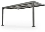 Juskys Terrassendach Jakarta, BxT: 400x300 cm, mit Schiebefenster, inkl. Fallrohr und