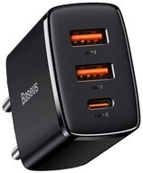 Baseus Schnellladeger&auml;t 2x USB / USB Type C 30W 3A Power Charge schwarz