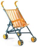 DJECO Puppenbuggy Sunshine Puppenwagen 54 cm faltbarer Kinderwagen gelb wei&szlig; blau